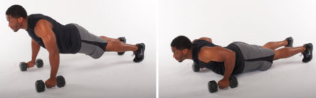 Flexiones de pecho con mancuernas